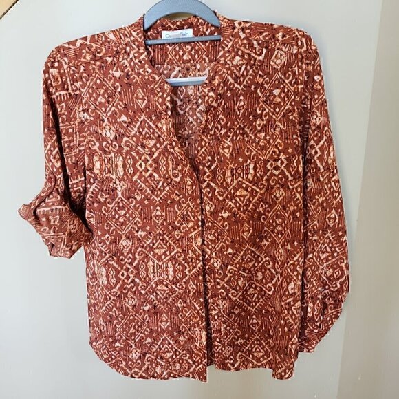 Like NEW Calvin Klein Geometric-Print Button-Down Shirt Size:  Small - Picture 8 of 9